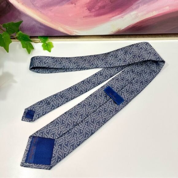 New David Donahue Paisley Silk Tie in Gray - Picture 7 of 9